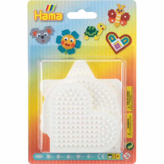 Hama Bügelperlen Blister 5 Stiftplatten Stern, Herz, Kreis, Quadrat, Sechseck