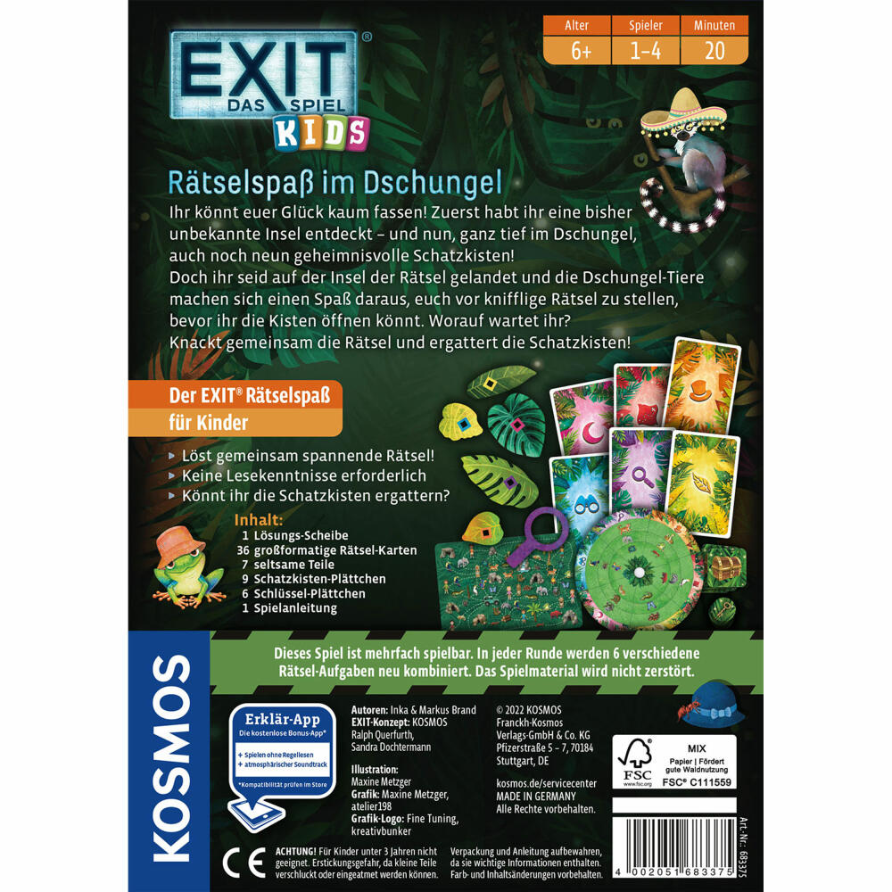 KOSMOS EXIT - The Game Kids: Puzzle Fun in the Jungle, Family Game, Puzzle Game, Escape Room Game, Children, 683375