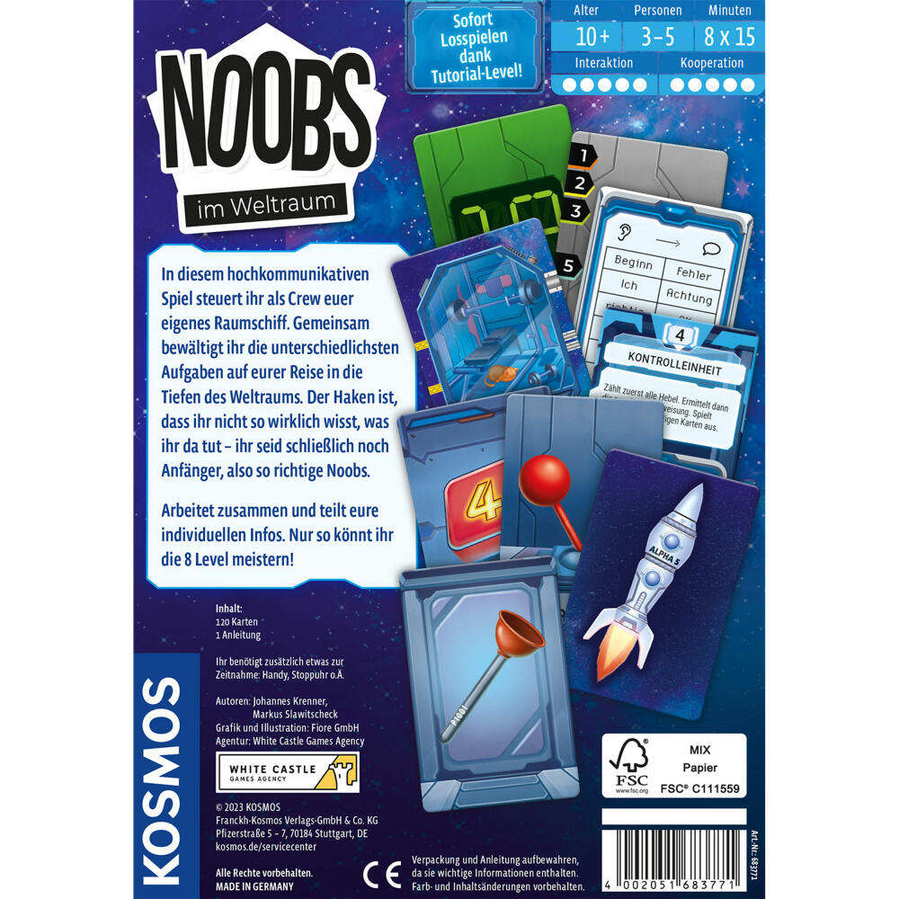 KOSMOS Noobs - In Space, Cooperative Communication Game, Board Game, Card Game, Event Game, 683771