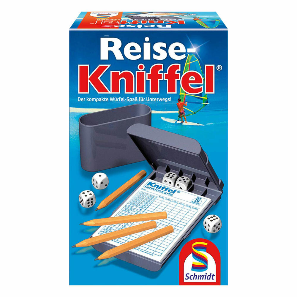 Schmidt Spiele Travel Kniffel with additional block, family game, board game, strategy game, 2 to 8 players, 49091