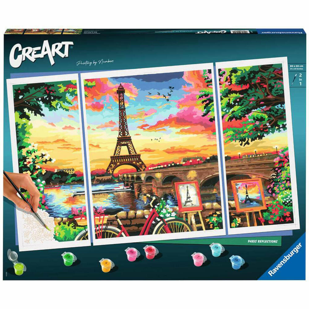 Ravensburger CreArt Paris Reflections, Malen nach Zahlen, Malset, Malvorlage, Triptychon, 20134