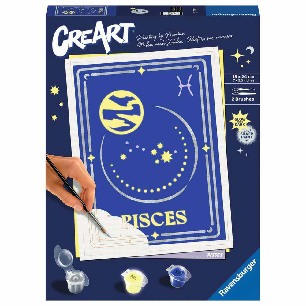 Ravensburger CreArt Sternzeichen Zodiac Sign Fische, Malen nach Zahlen, Malset, Malvorlage, Malen, 23735