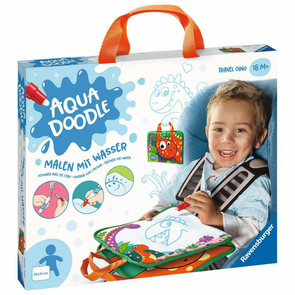 Ravensburger Aquadoodle Travel Dino, Malen mit Wasser, Wassermalmatte, mit Stift, Malbuch, 04566