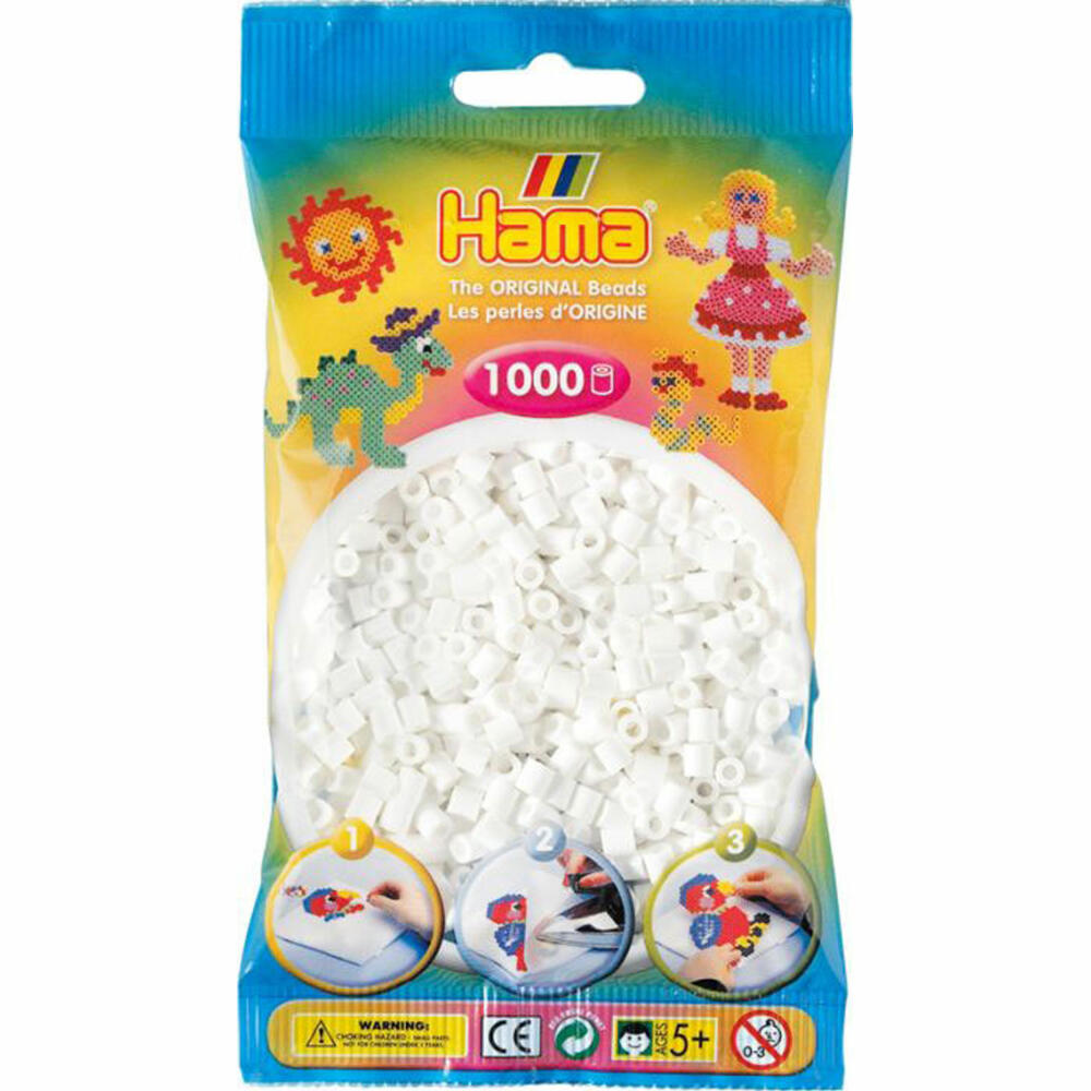 Hama iron-on beads, white, 1,000 pieces