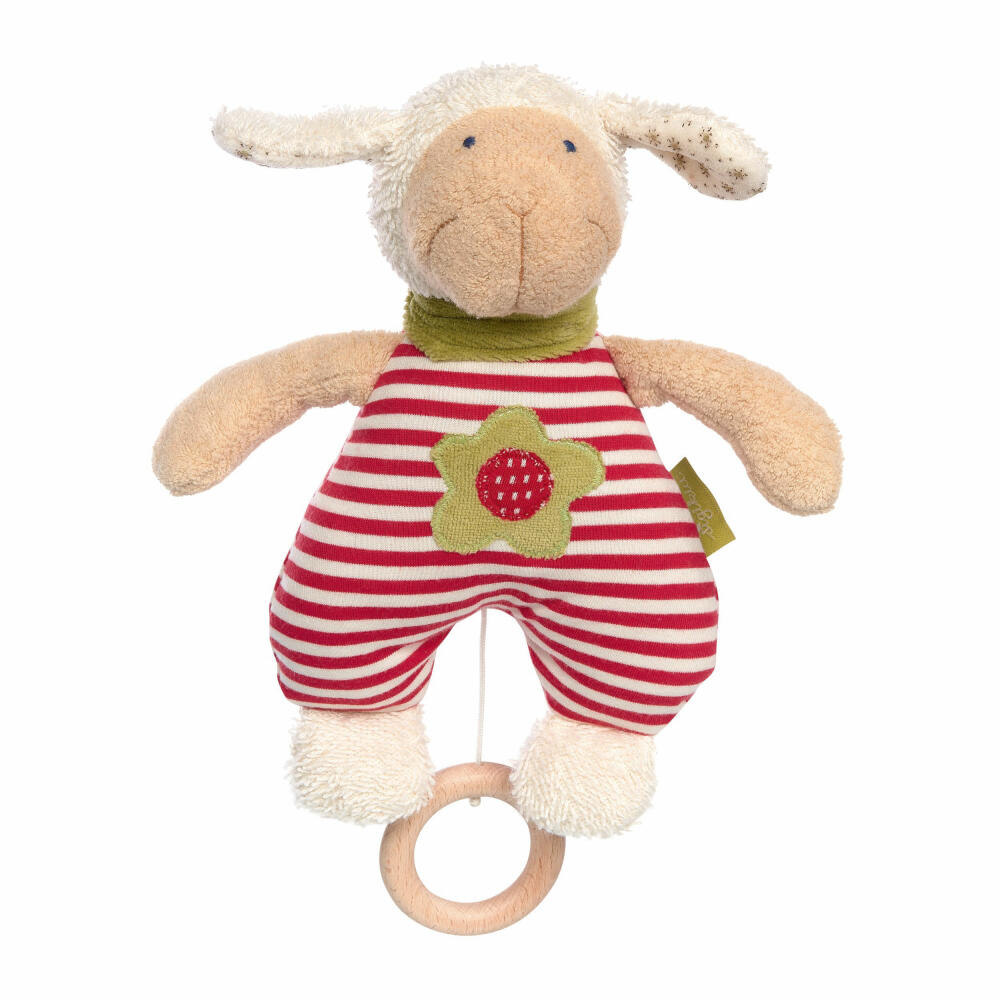 Sigikid Green Organic Spieluhr Schaf, Kinderspieluhr, Spiel Uhr, Einschlafhilfe, Baumwolle, Rot, 25 cm, 39055