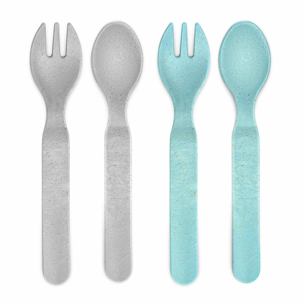 reer Growing Besteck, 4-tlg., Kinderbesteck, Löffel, Gabel, Kinder, Blau / Grau, 22063