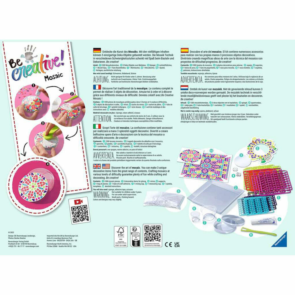 Ravensburger BeCreative Mosaic Maxi Romantic, Mosaikobjekte, Mosaik, DIY, Bastelset, Bastel Set, Basteln, 18446