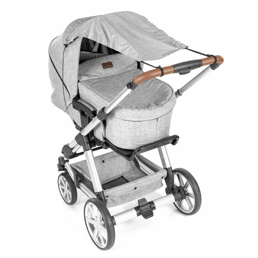 reer ShineSafe+ Sonnensegel, Sonnenschutz, UV Schutz, Kinderwagen, Grau-Melange, 84231