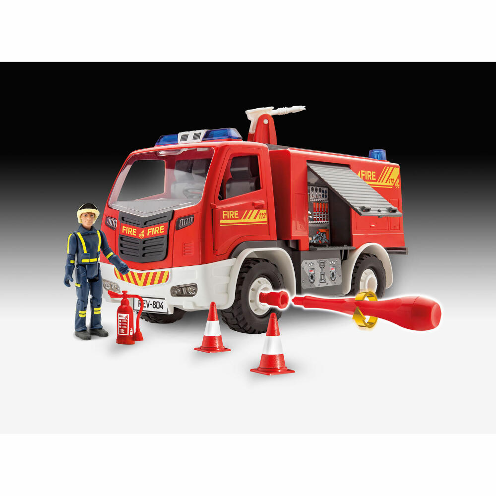 Revell Junior Kit Feuerwehrauto, mit Spielfigur, Modellbausatz für Kinder, 67 Teile, ab 4 Jahren, 00819
