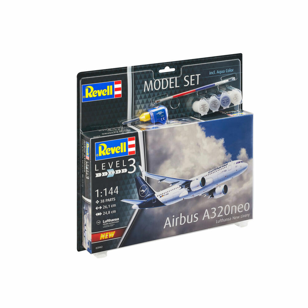 Revell Model Set Airbus A320neo Lufthansa New Livery, Flugzeug, Modellbausatz, Modell Bausatz, 38 Teile, ab 10 Jahre, 63942
