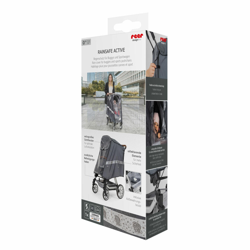 reer DesignLine RainSafe Active Regenschutz für Buggys und Sportwagen, Regenverdeck, Regenhaube, 84041
