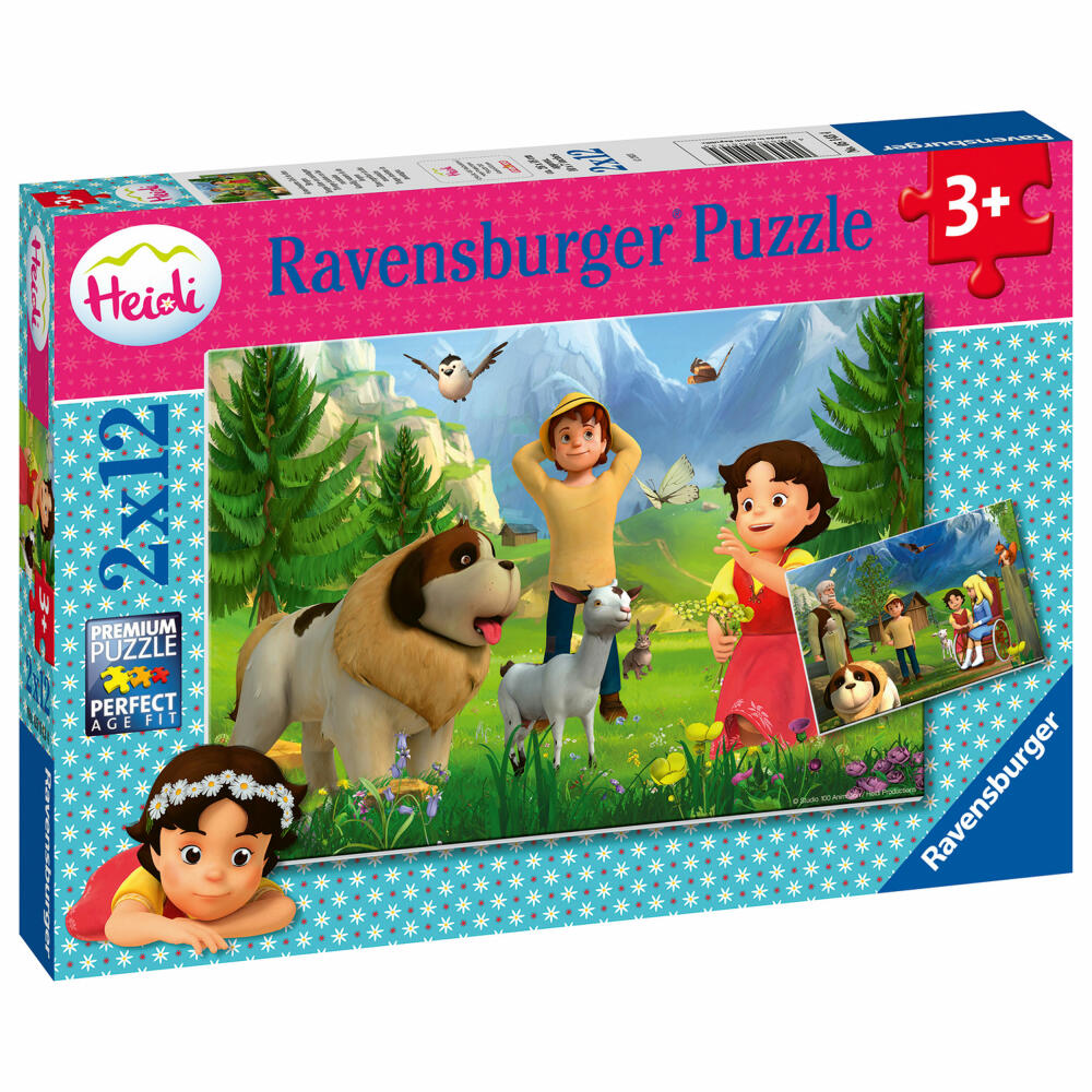 Ravensburger Puzzle Heidi Spending time together in the mountains, children's puzzle, laying game, children's game, 2 x 12 pieces, 05143