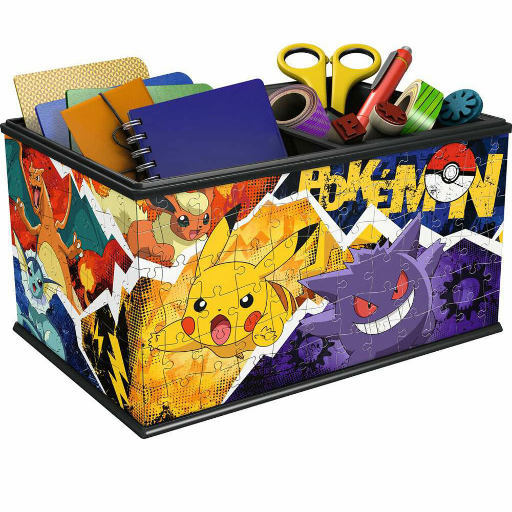Ravensburger 3D-Puzzle Aufbewahrungsbox Pokémon, 3D Puzzle, Kinderpuzzle, Utensilo, 216 Teile, 11546