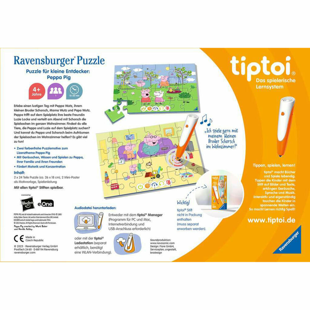 Ravensburger tiptoi puzzle for little explorers: Peppa Pig, children's puzzle, children's game, toy, 00163