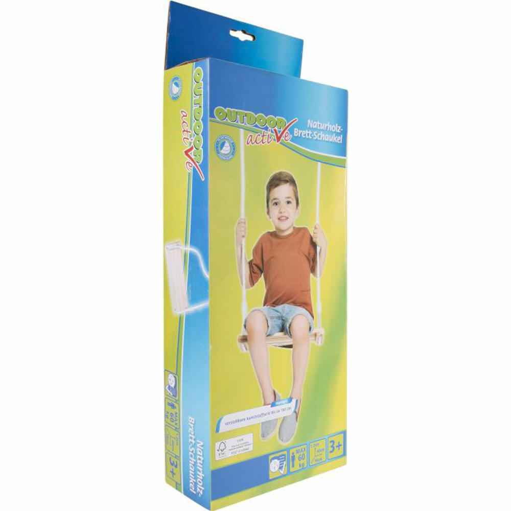 Outdoor active natural wood board swing, 40 x 16 cm