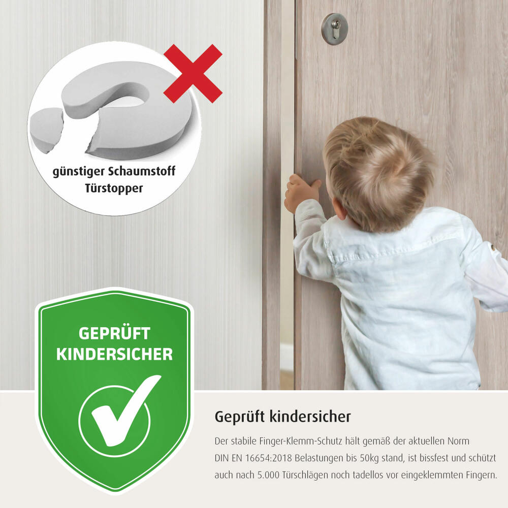 reer Türstopper, 3er Set, Finger-Klemm-Schutz, Türsicherung, Tür Stopper, Kindersicherung, Transparent, 70059