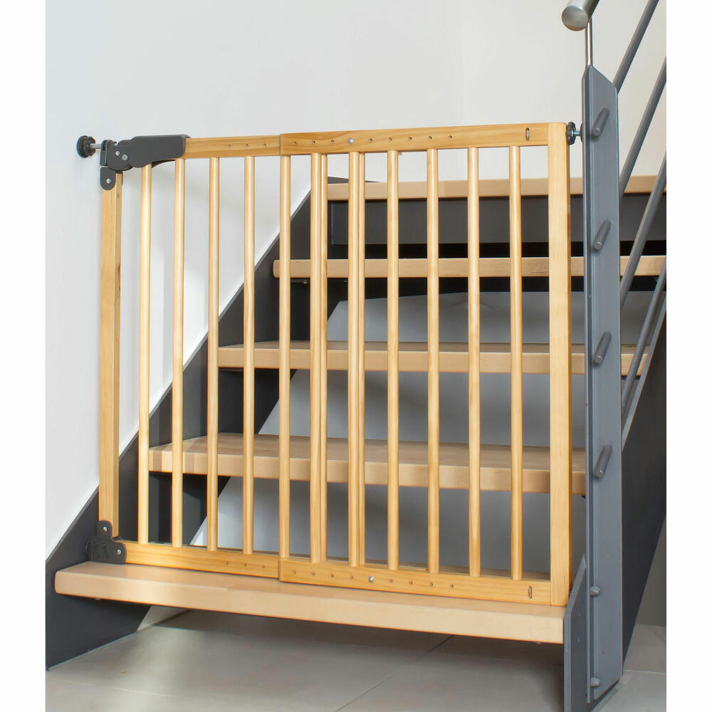 reer Basic Klemm- und Schraubgitter, Türgitter, Treppengitter, Treppenschutzgitter, Schutzgitter, Holz, Breite 75 - 104.5 cm, 46221