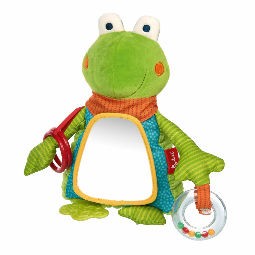 sigikid PlayQ Discover Aktiv-Frosch, Kuscheltier, Spielzeug, Rassel, Greifling, Plüschtier, 42583