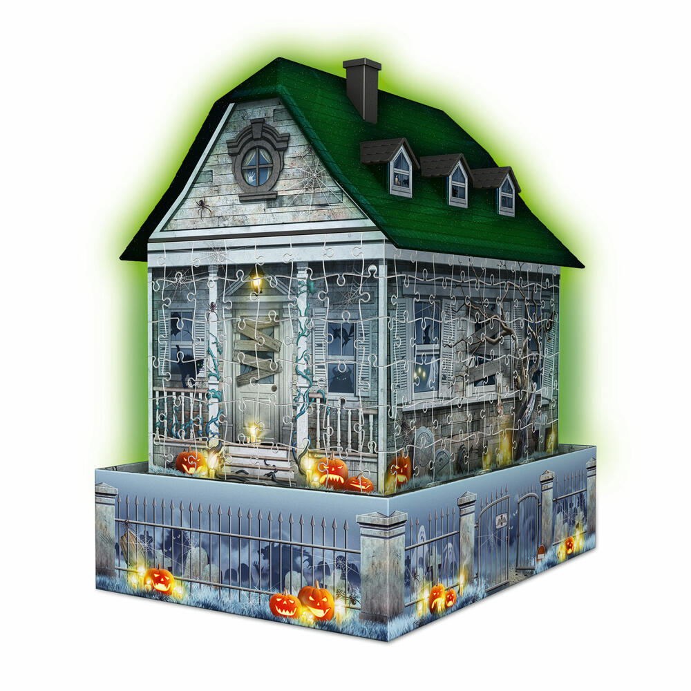 Ravensburger Gruselhaus bei Nacht, 3D Puzzle Bauwerke, Erwachsenenpuzzle, Halloween, 216 Teile, 11254