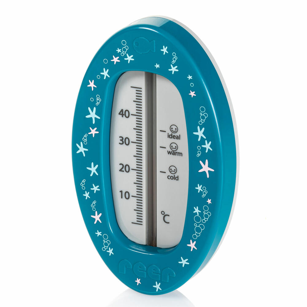 reer Badethermometer Oval, Bade Thermometer, Badewasser Temperaturmesser, Blau, 24113
