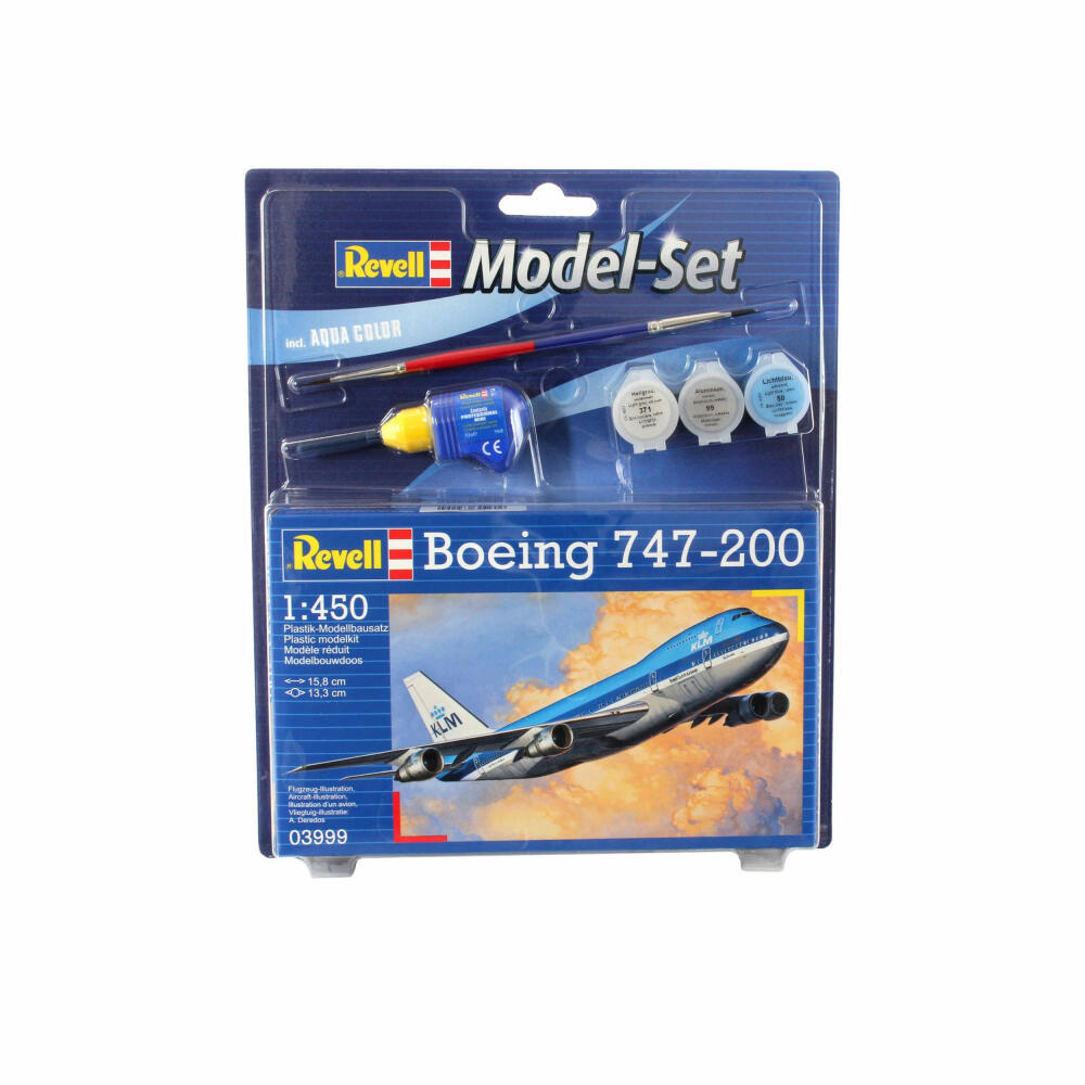 Revell Model Set Boeing 747-200, Flugzeug, Modellbausatz, Modell Bausatz, 22 Teile, ab 10 Jahre, 63999