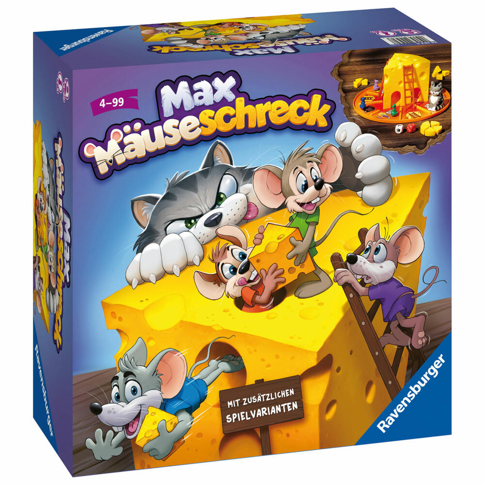 Ravensburger Max Mäuseschreck, Kinderspiel, Würfelspiel, Laufspiel, Kinder Spiel, 24562