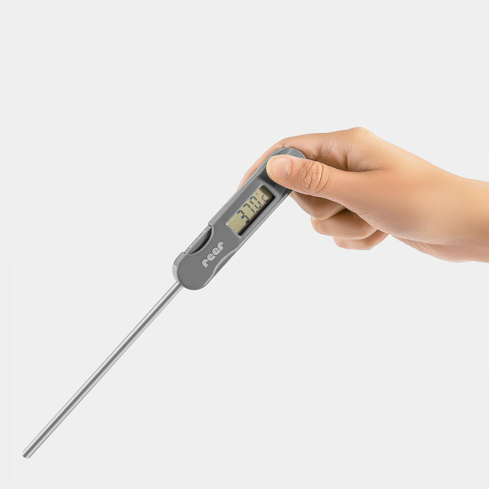 reer FoodTemp Digitales Flaschenthermometer, Flaschen Thermometer, Temperaturmesser, Temperatur Fläschen, Grau, 21021