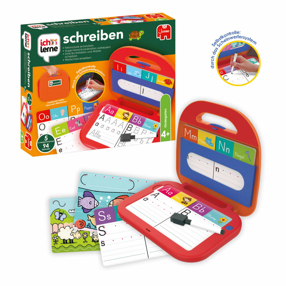 Jumbo Spiele ich lerne schreiben, Lernspiel, Kinderspiel, Buchstaben, Alphabet, ab 4 Jahre, 19890