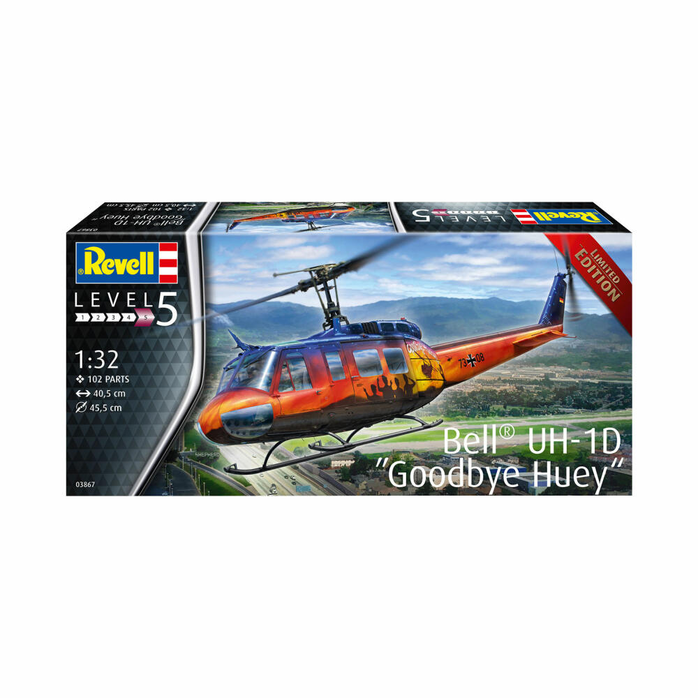 Revell Modellbausatz Bell UH-1D Goodbye Huey, Hubschrauber, 102 Teile, 03867