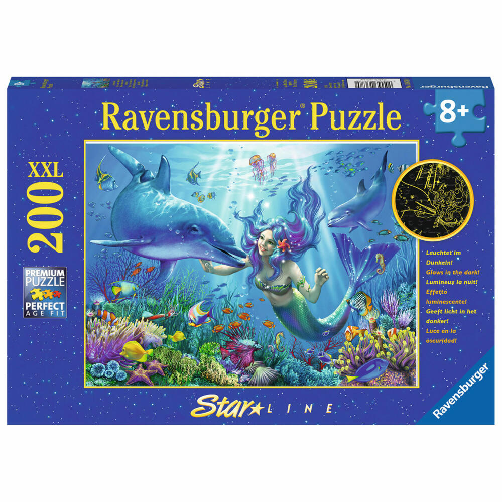 Ravensburger Puzzle Leuchtendes Unterwasserparadies, Star Line, Leuchtpuzzle, Kinderpuzzle, Kinder Spiel, Puzzlespiel, 200 Teile XXL, 13678 0