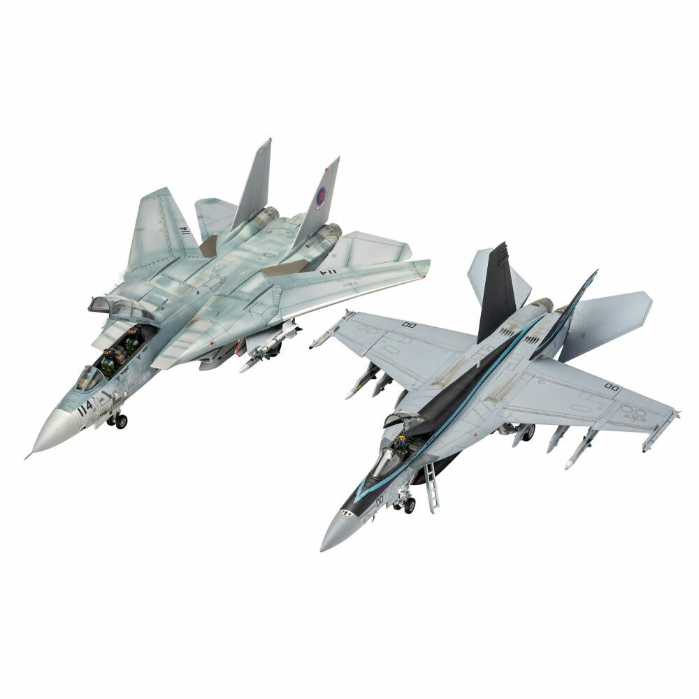 Revell Modellbausatz Movie Set TOP GUN, F-14D Super Tomcat, F/A-18E Super Hornet, Modell Bausatz, 202 Teile, ab 12 Jahre, 05677