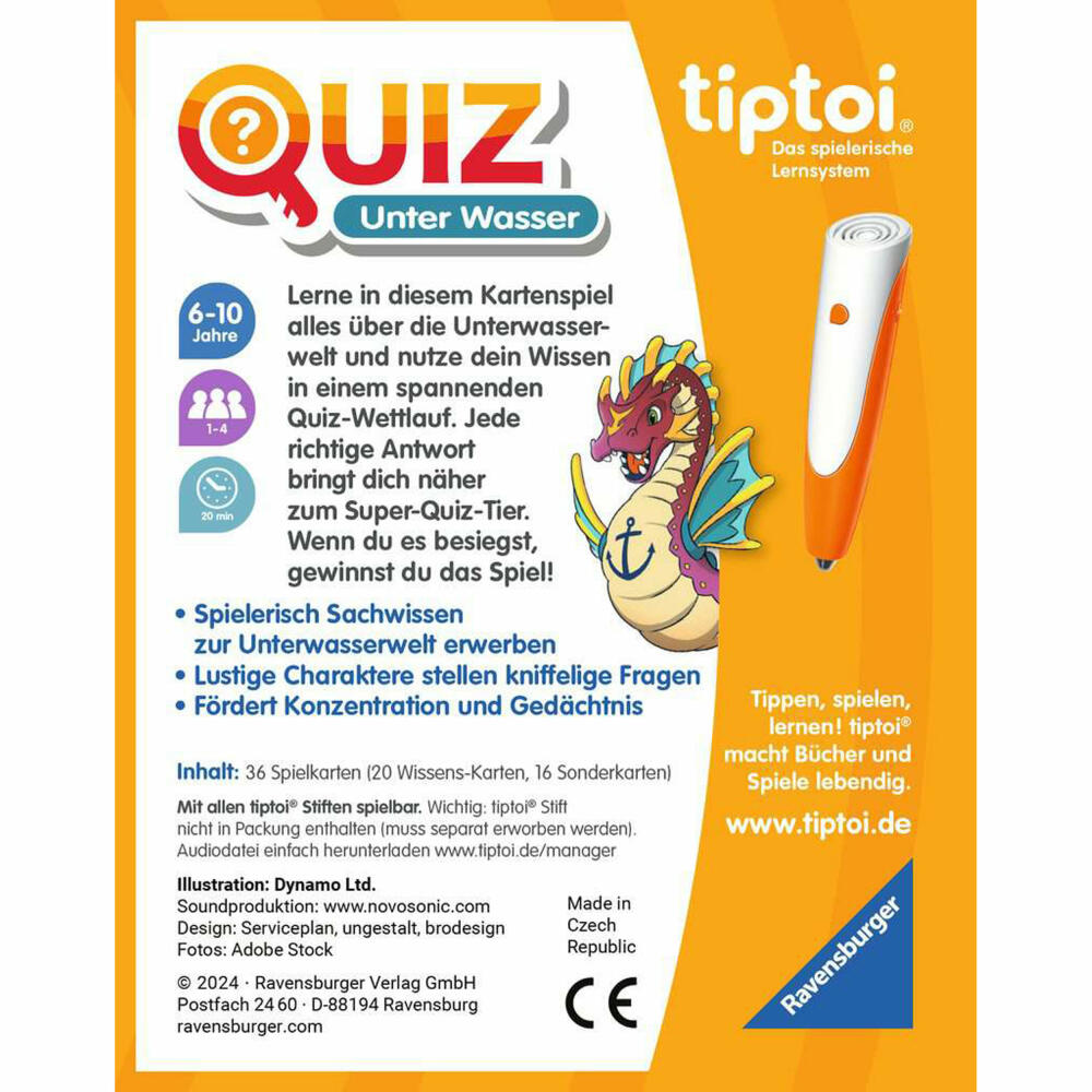 Ravensburger tiptoi Quiz Under Water, quiz game, knowledge game, from 6 years, 00192