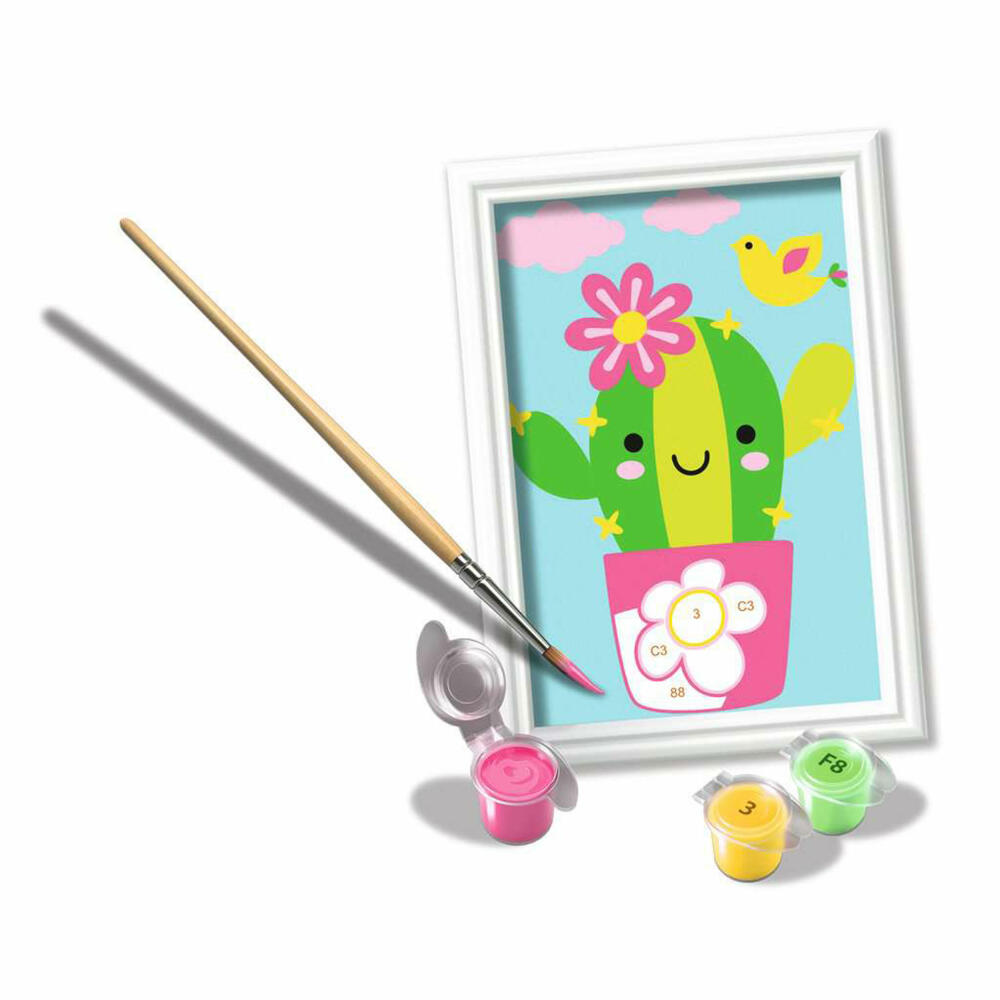 Ravensburger Paint by Numbers Small Cactus, Painting Set, Coloring Page, Children, from 7 years, 23634