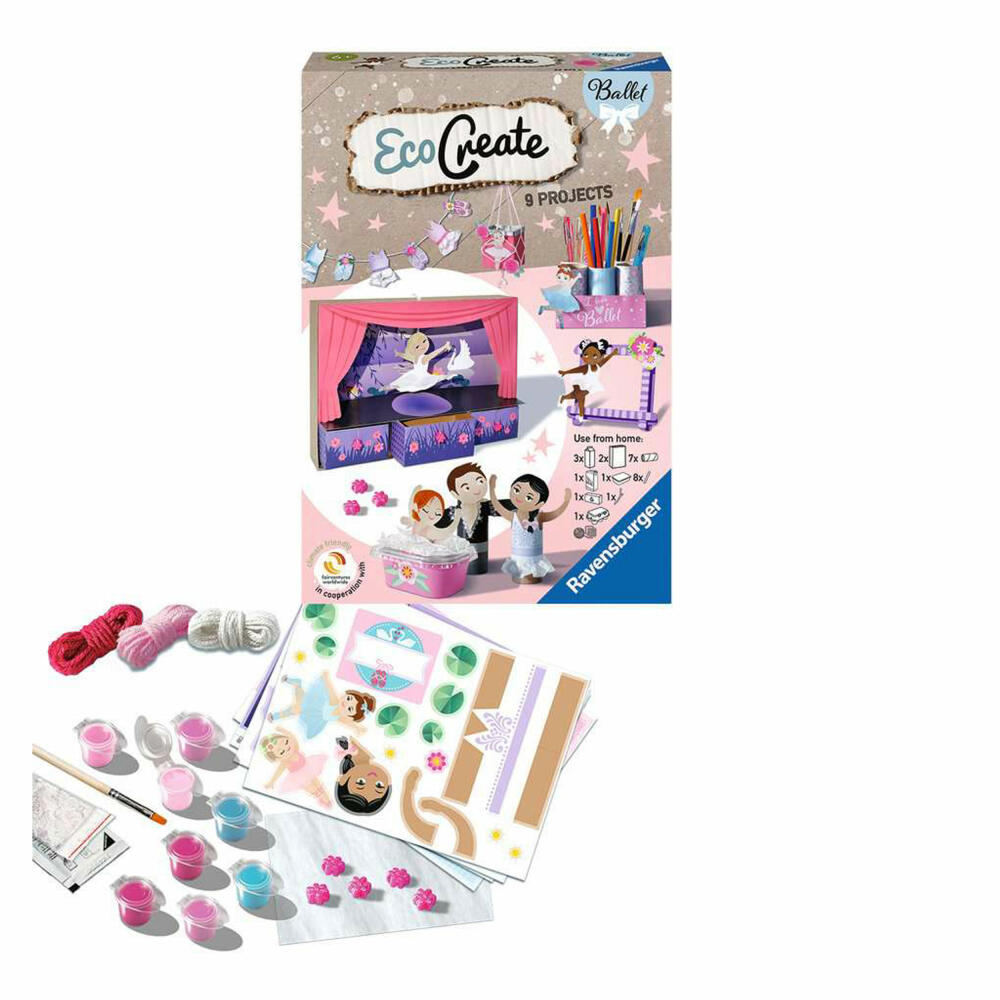 Ravensburger EcoCreate Live like a Ballerina, Bastelset, Kreativset, Bastel Set, Kinder, Upcycling, Basteln, 23672