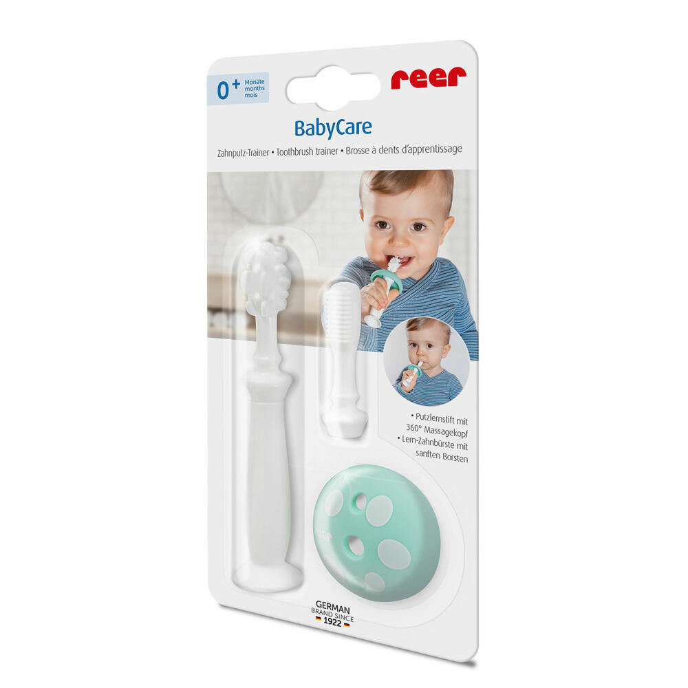 reer BabyCare Zahnputz-Trainer, 2-tlg., Zahnpflege, Lernzahnbürste, Zahnbürste, Baby, 79253