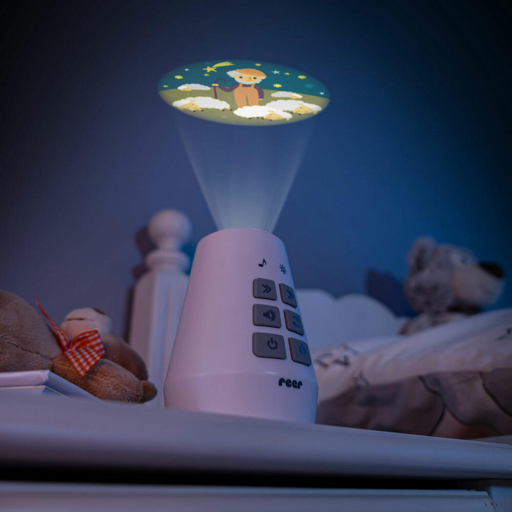reer DreamBeam Motivprojektor, mit Einschlafliedern, Motiv Projektor, Kinder, Weiß, 52110