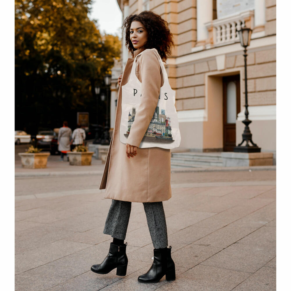 Martin Schwartz Totebag Paris, foldable tote bag with city motif, shopping bag, polyester, 46 x 46 cm, MS0802