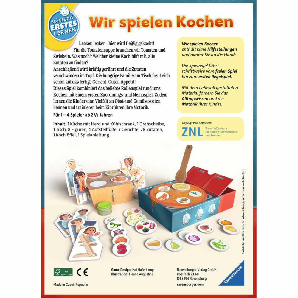 Ravensburger Spielend Erstes Lernen Wir spielen Kochen, Lernspiel, Kinderspiel, Kinder Spiel, 24734