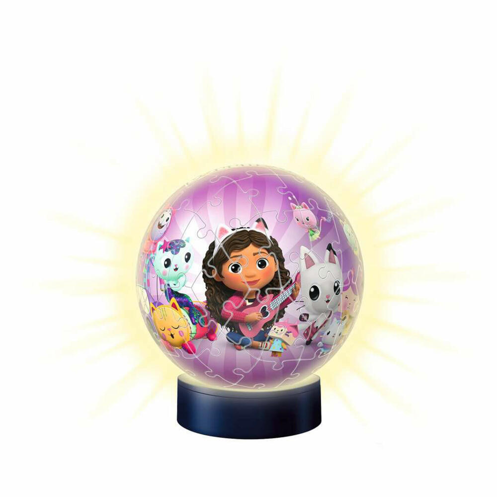 Ravensburger 3D Puzzle Ball Night Light Gabbys Dollhouse, Puzzle Ball, Puzzles, 72 Pieces, from 6 Years, 11575