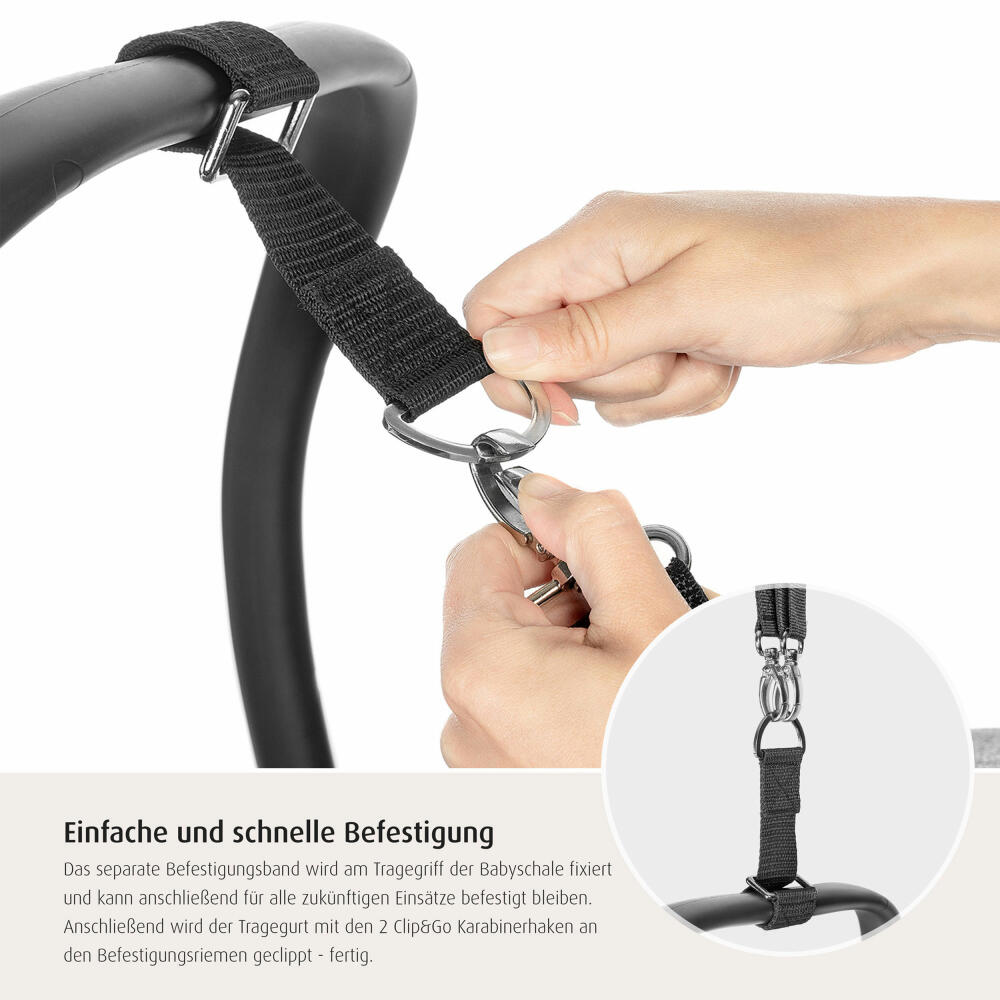 reer Clip&Go Carry Tragegurt für Babyschalen, Tragehilfe, Transporthilfe, Transportgurt, Gurt Babyschale, Universell, 85021