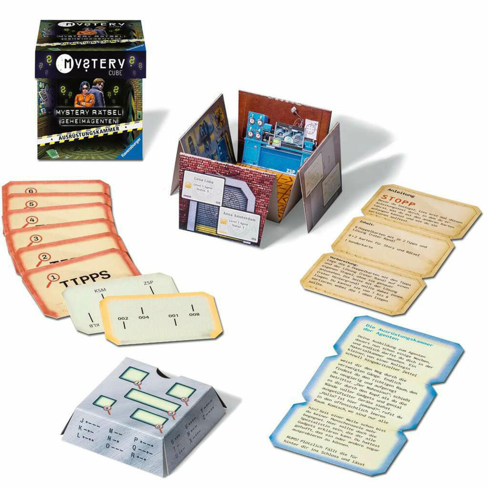 Ravensburger Mystery Cube Das Agentenausrüstungslager, Escape Rätsel, Gesellschaftsspiel, ab 10 Jahren, 20228