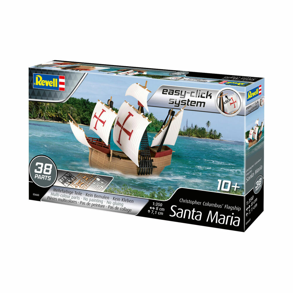 Revell Modellbausatz Santa Maria, Schiff, Easy Click System, ohne Kleben, 38 Teile, ab 10 Jahren, 05660