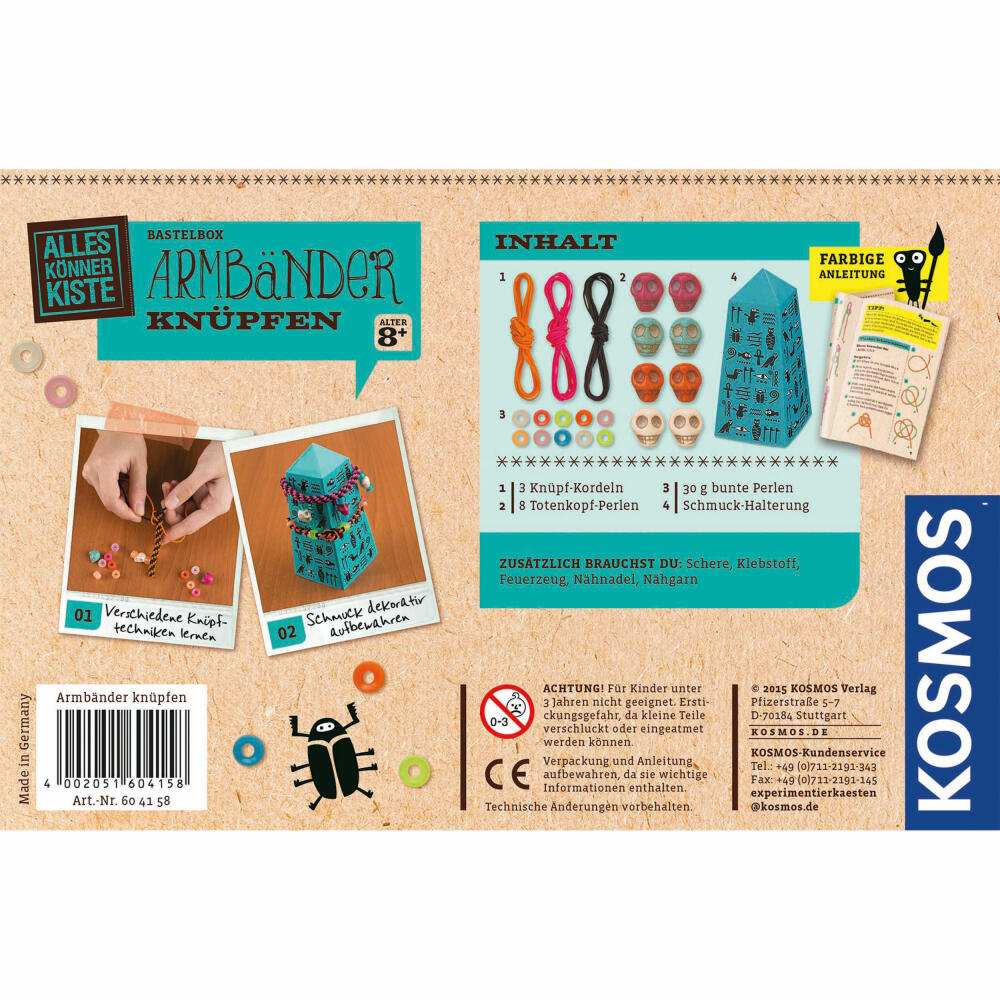 KOSMOS All-rounder box, knotting bracelets, experiment box, craft box, make your own friendship bracelets, from 8 years, 604158