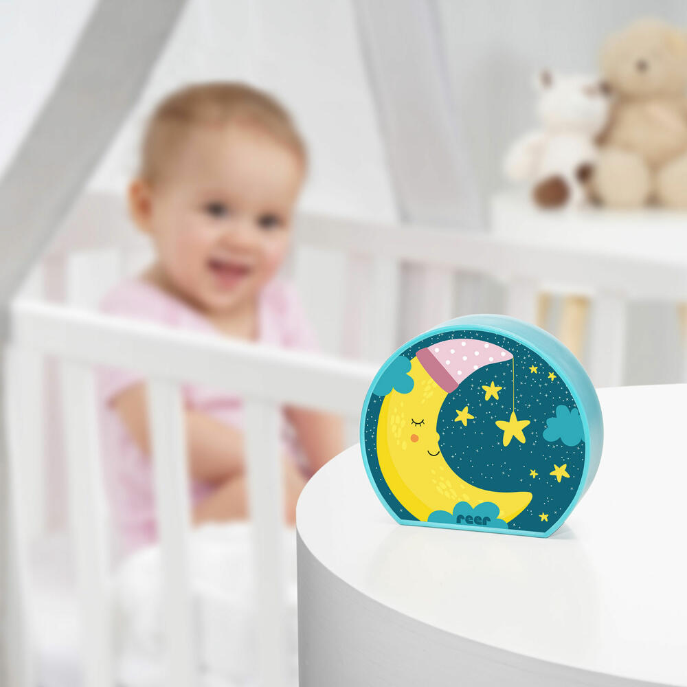 reer MyBabyLight Mond, Beruhigungslicht, Nachtlicht, Schlummerlicht, Pazifikblau, 52063