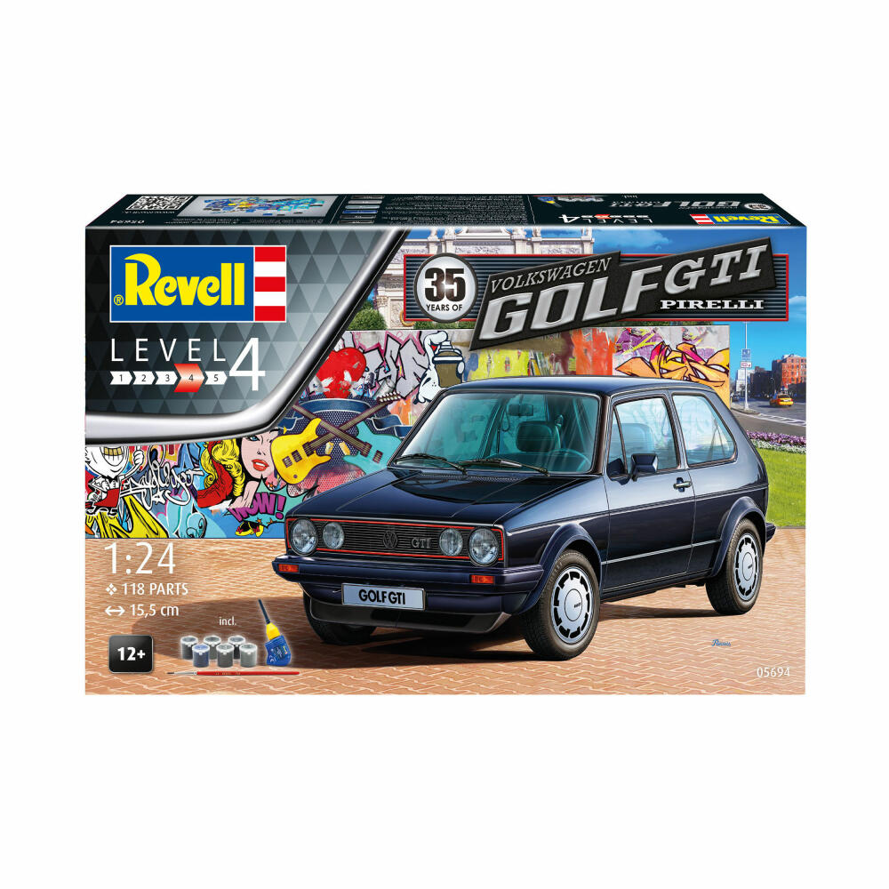Revell Modellbausatz Geschenkset 35 Years Volkswagen Golf GTI Pirelli, Modell Bausatz, 118 Teile, ab 12 Jahre, 05694