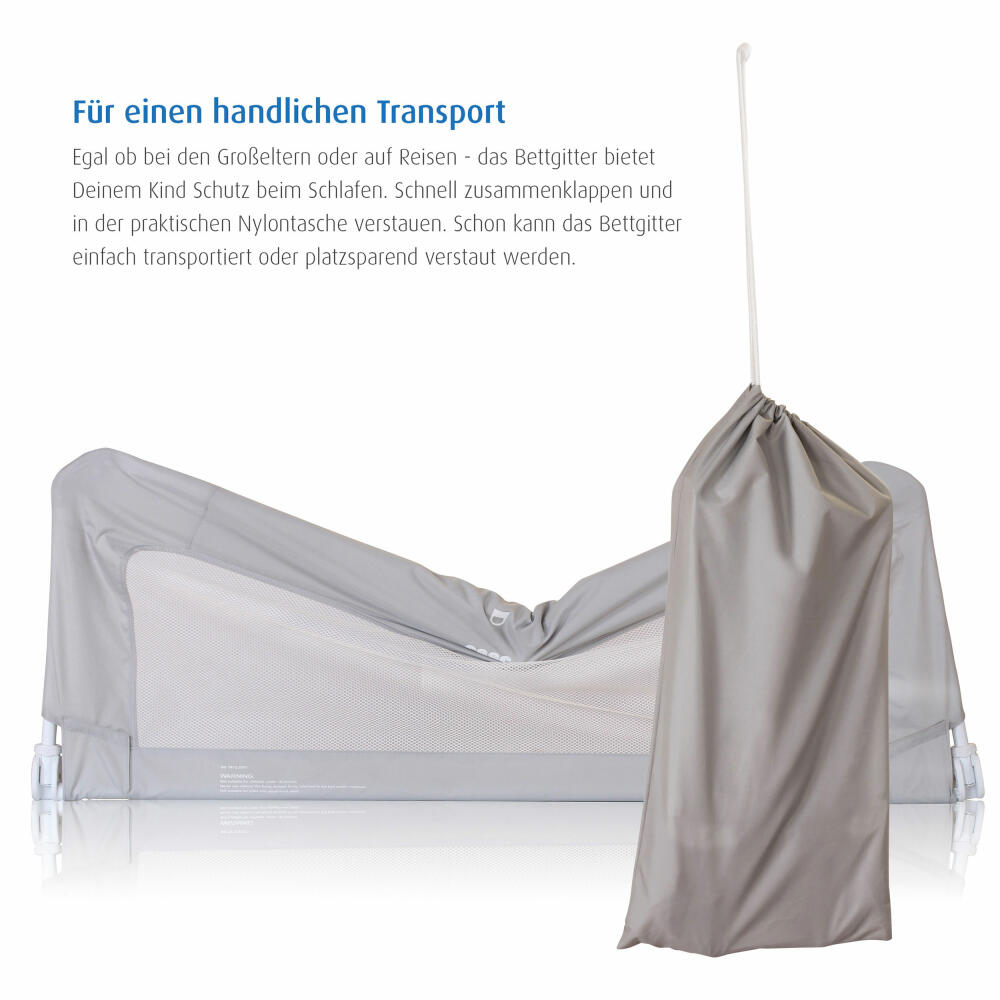 reer ByMySide XL Bettgitter, Rausfallschutz für Bett, Bettschutzgitter, Schutzgitter, mit Abklappfunktion, Länge 100 cm, 45010