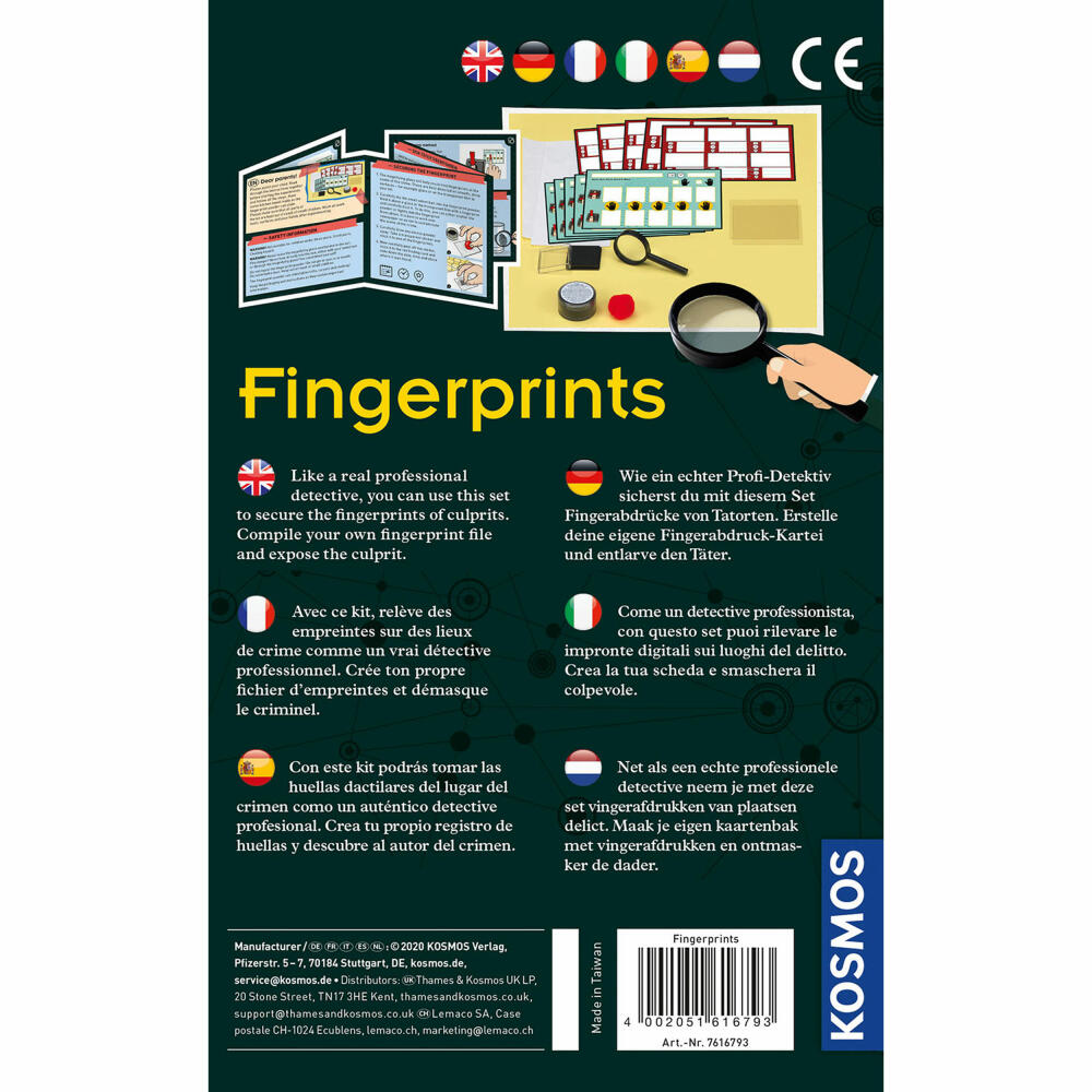 KOSMOS Finger-Abdrucke / Finger-Prints, Experiment Kit, Children, Multilingual, 616793