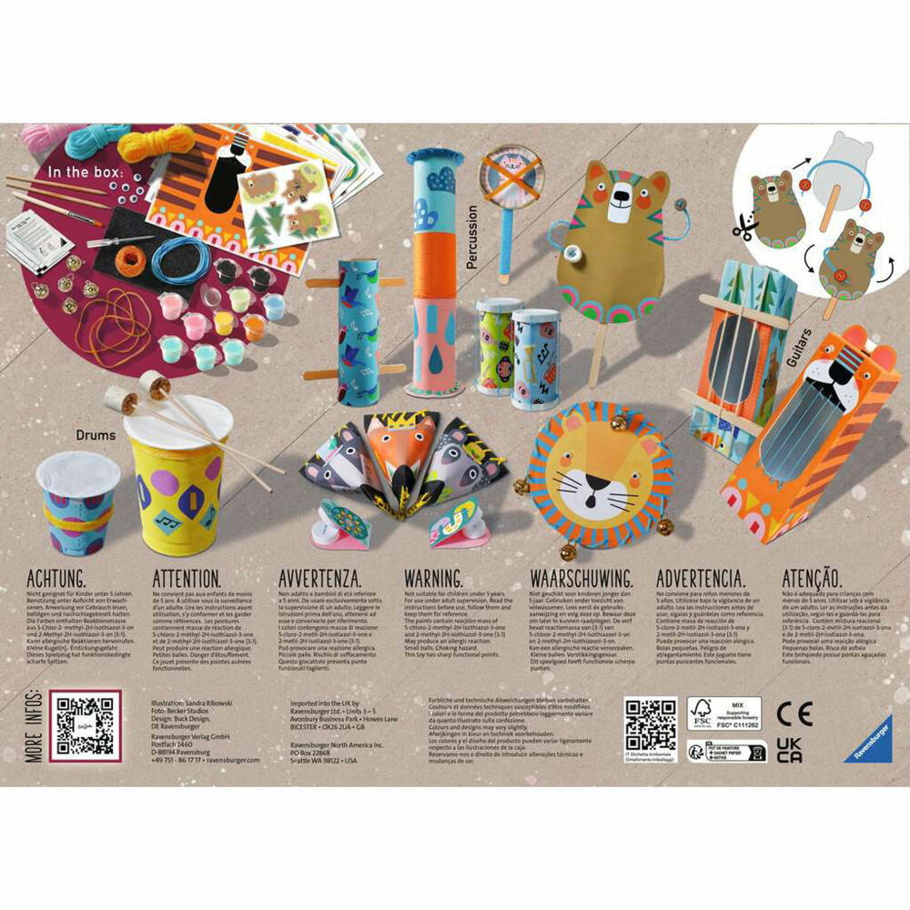 Ravensburger EcoCreate Make your own Music, Bastelset, Kreativset, Bastel Set, Kinder, Upcycling, Basteln, ab 6 Jahren, 20229