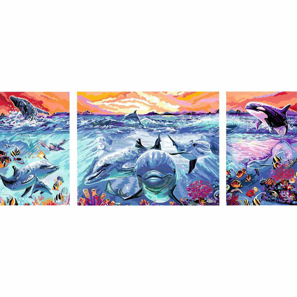 Ravensburger CreArt Dolphins at Sunset, Malen nach Zahlen, Malset, Malvorlage, Malen,Triptychon, 23577