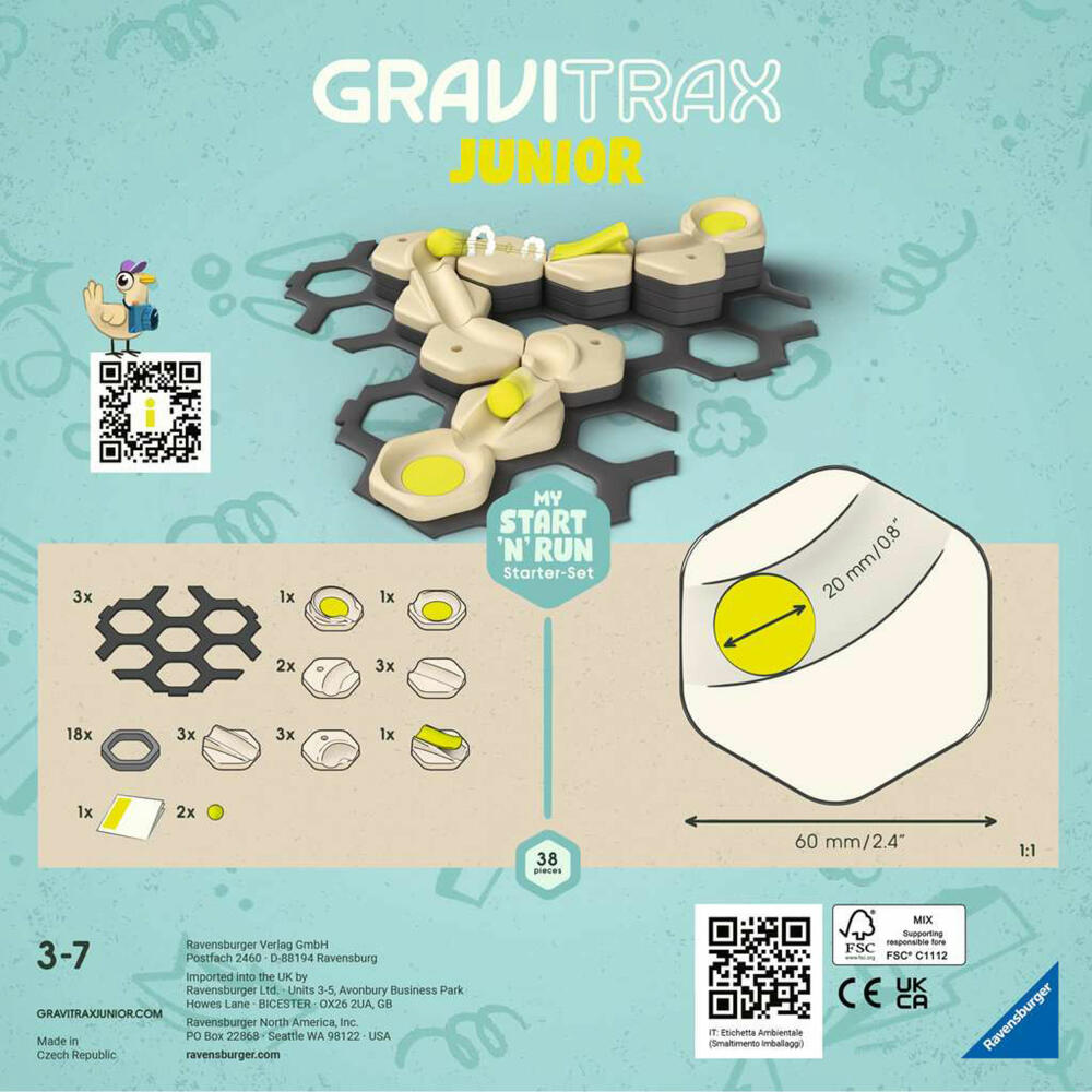 Ravensburger GraviTrax Junior Starter Set S Start and Run, marble run system, marble run, construction kit, from 3 years, 27531